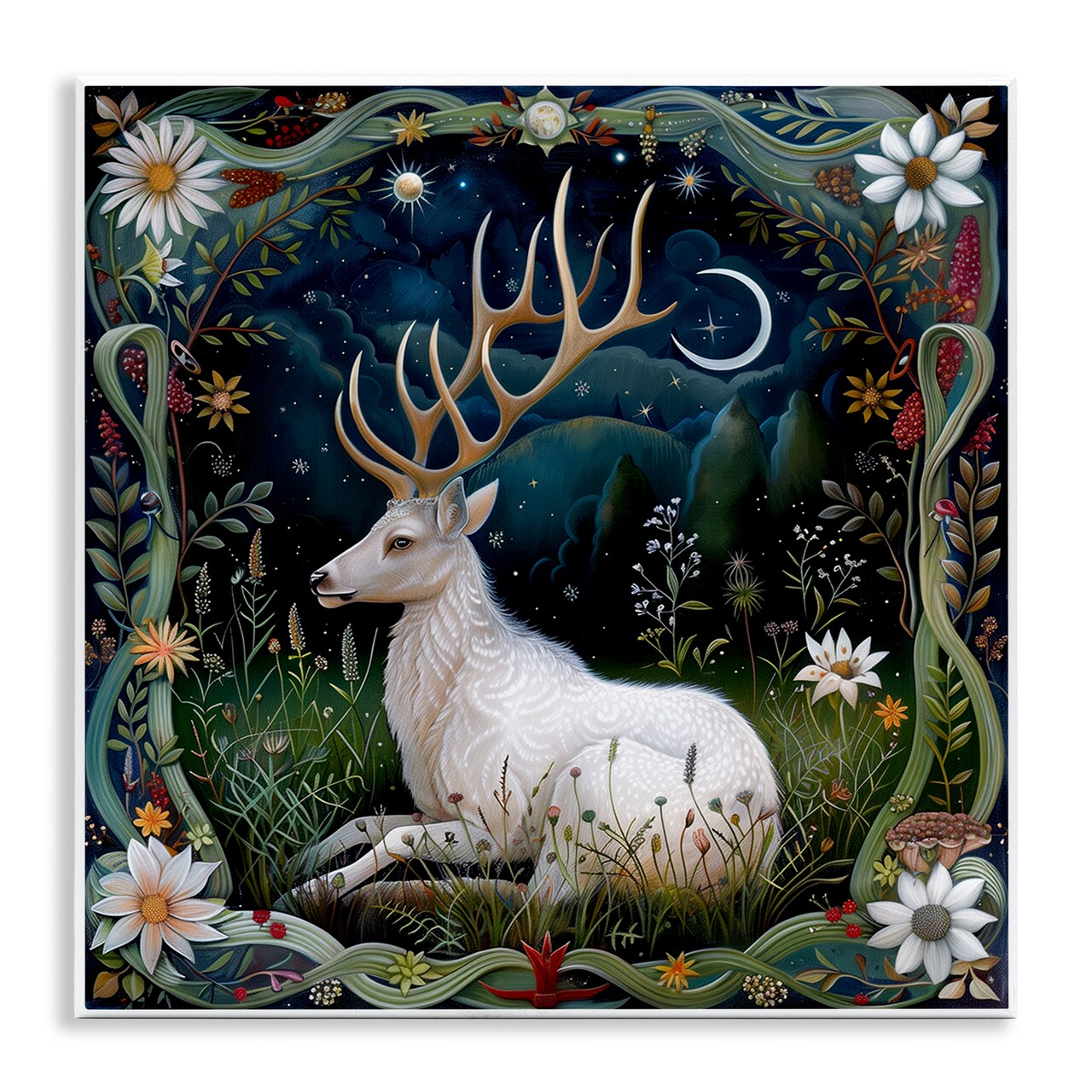 Stupell Industries White Deer Forest Scene Wall Plaque Art Design by The Dutch Lady